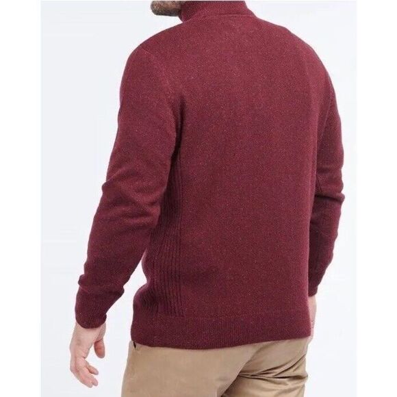 Barbour Essential Tisbury Men Sz Medium Dark Maroon/Ruby Half Zip Sweater - Picture 11 of 13